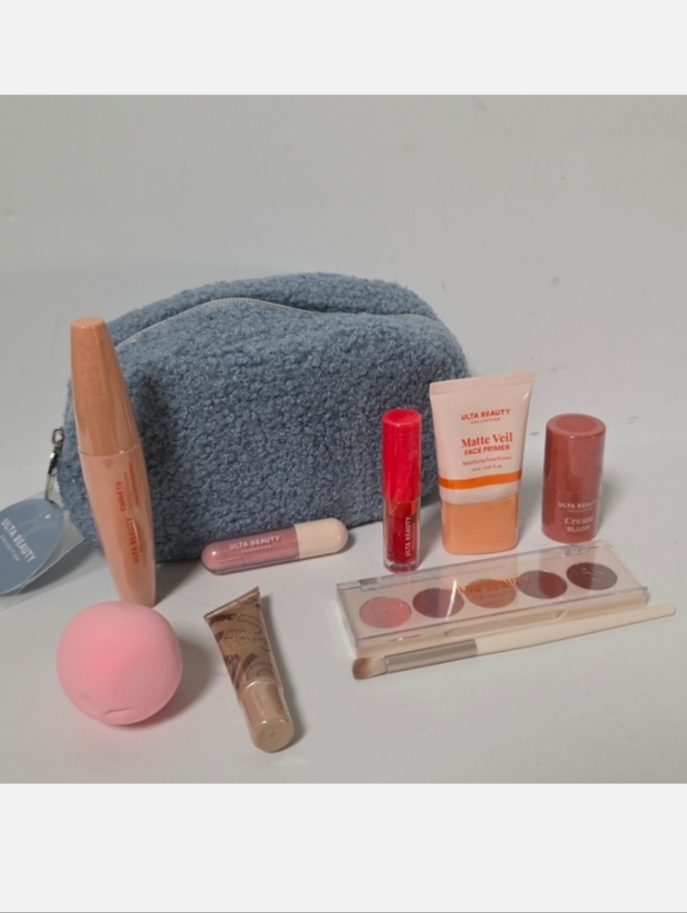 Ulta Beauty 10 Piece Make-Up Bundle Cosmetic Collection with Blue Bag